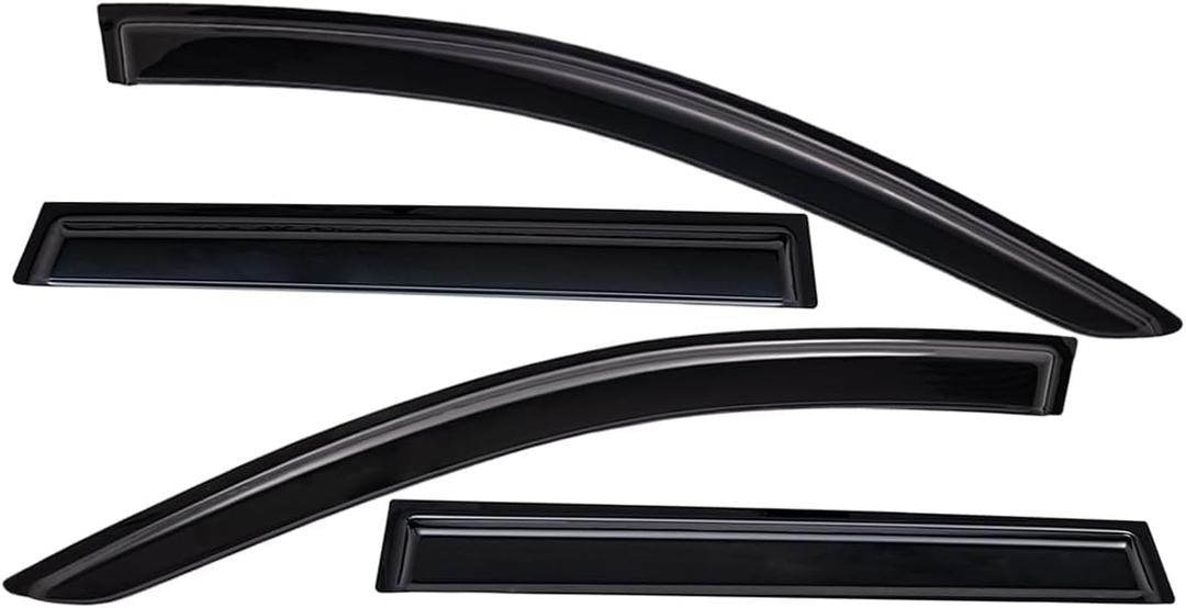 Lightronic Extra Durable Outside-Mount Auto Vent Window Visor, Fits 2015-2024 Ford Edge, UV Protection Rain Guard, Original Wind Deflector, No-Drill Easy Install, Dark Smoke, 4-Pcs