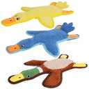 Eneston Dog Toys 3-Pack Cute Duck Shapes Puppy Toys No-Stuffing Squeaky and Crinkle Interactive Dog Chew Toy for Small to Large Breeds