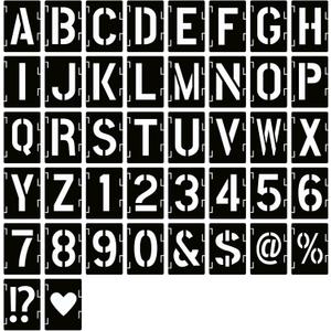 YEAJON 10 Inch Letter Stencils Symbol Numbers Craft Stencils, 42 Pcs Reusable Alphabet Templates Interlocking Stencil Kit for Painting on Wood, Wall, Rock, Sign, DIY Art Projects (10 inch)