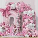 152Pcs Pastel Light Pink White Metallic Pink Balloon Arch Garland Kit,Pink White Rose Gold Confetti Balloon With Butterfly Stickers for Baby In Bloom Baby Shower Decorations Birthday Wedding Decor