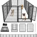 Dog Playpen 32 inch 10 Panels Portable Pet Fence Outdoor for Yard Indoor Dog Pen for Medium/Small Animals, Large Pet Puppy Playpen Heavy Duty Pet Fence for RV Camping, Yard