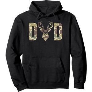 Old School Camo Dad Hunting, Camouflage Deer Father's Day Pullover Hoodie, Size XL