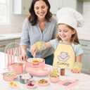 Kids Cooking Sets Real Pink Play Mini Kitchen, Safe Real Food Making Knife Set for Children 8-12 Girls Toddler Montessori Toys