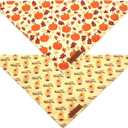 Realeaf Thanksgiving Dog Bandanas 2 Pack, Pumpkins and Happy Thanksgiving Pet Scarf for Boy and Girl, Premium Durable Fabric, Reversible Holiday Bandana for Large and X-Large Dogs Pets (X-Large)