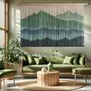 laddawan Extra Large Macrame Wall Hanging Dip-Dyed Tapestry Modern Wooden Home Wall Art For Living room Boho Handmade Wall Decor For Bedroom (Green)