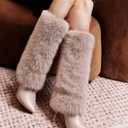 NEWBELLA Women's Faux Fur Knee High Boots, Pink US 7