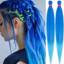Ombre Blue Skyblue Pre Stretched Braiding Hair 30 Inch Box Braids 2 Packs Synthetic Crochet Braid Neat Yaki Texture Hot Water Setting Hair Extensions