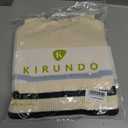 KIRUNDO Women's Striped Sweaters 2024 Fall Winter Outfits Crewneck Ribbed Knit Pullover Trendy Tops with Metal Buttons (Beige White, Medium) (M)