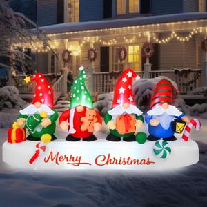 Rocinha 8FT Merry Christmas Inflatable Outdoor Decoration, Gnome Inflatable Christmas Decorations Outside, Blow Up Christmas Decorations Outdoor Inflatables Gnome Xmas Decorations
