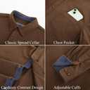 PJ PAUL JONES Men's Corduroy Button Down Shirt Long Sleeve Casual Collared Wrinkle Free Untucked Shirts with Pocket (Brown)