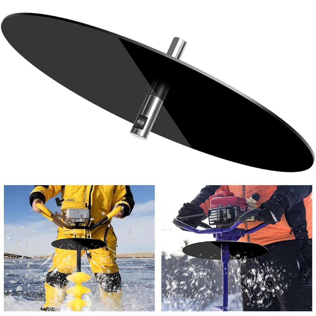 Ice Auger Drill Adapter- Stainless Steel Ice Fishing Auger Stopper Disc with 11.8" Safety Disk- Ice Auger Attachment Plate Fits 1/2 inch and Above Drill Bit Chuck