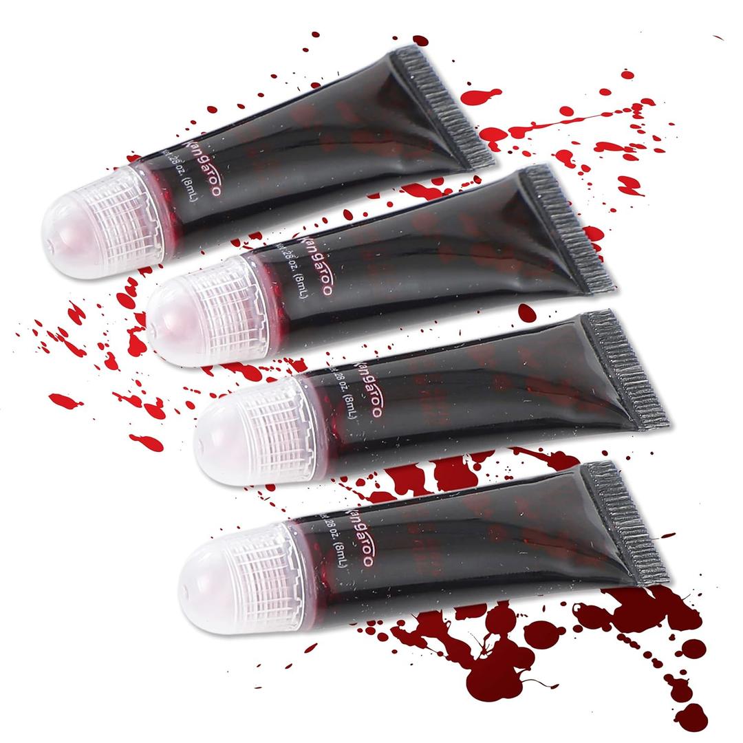 10 x Kangaroo Vampire Fake Blood - Scab Washable Fake Blood for Face Makeup - Coagulated SFX Blood Paint for Horror Scary Halloween Costume Prop - Creepy Vampire Cosplays Kit (Packaging May Vary)