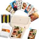 iDPRT 4x6 Photo Printer, CP4100 Instant Photo Printer for iPhone & Android with 108 Sheets & 2 Cartridges, Wireless Portable Picture Printer, 300DPi Thermal Dye Sublimation, Beige