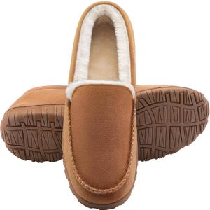Shoeslocker Mens Slippers Bedroom Slippers for Men Warm Indoor Outdoor House Shoes Beige Size 12