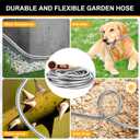 Metal Garden Hose 100 ft, Stainless Steel Water Hose 100ft with 10 Function Nozzle & 3/4 Copper Fitting, Heavy Duty & Flexible, Kink Free & Lightweight for Yard, Outdoor, Lawn, Patio & Car