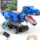 Yerloa Dinosaur Toys for Boys Age 8-12 5-7 6-7, Jurassic Building Kits for Kids 6 7 8 9 10 11 12 + Year Old, 343 Pcs Remote Control STEM Projects Building Blocks Sets Educational Birthday Easter Gifts (Blue)