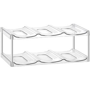 3 Tier Stackable Holder for Cabinet Plastic Clear Wine Rack Kitchen Storage Holder for Wine Drink Bottles(Double Layer