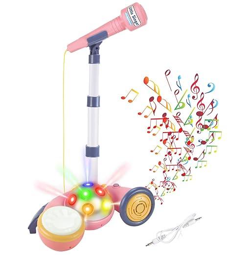 Kids Karaoke Machine with Stand, Toddler Microphone for Girls, Kids Singing Machine with Stand and Led Lights Disco Ball Karaoke Dance Party MP3/AUX