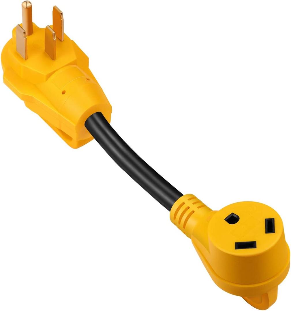 50 Amp to 30 Amp RV Adapter - Heavy Duty Dogbone Electrical Converter Cord with LED Power Indicator & Easy Grip Handle - NEMA 14-50P Male to TT-30R Female for Campers & Travel Trailers (125V/3750W)