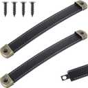 2 Pcs Leather Handles for Drawers Leather Trunk Handles Leather Handle Suitcase Luggage Pulls Cabinet Handles Leather Strap Handle with Mounting Screws Leather Cabinet Knobs(Black)