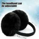 FSTEOE Winter Ear Muffs Women Warm Earmuff Girls Ear Warmers Soft Plush Outdoor Adjustable Ear Cover (Black, S)