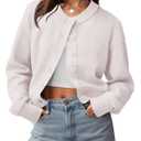 Womens Cropped Cardigan Sweaters 2026 Casual Button Down Knit Fall Outfits (Beige, L)