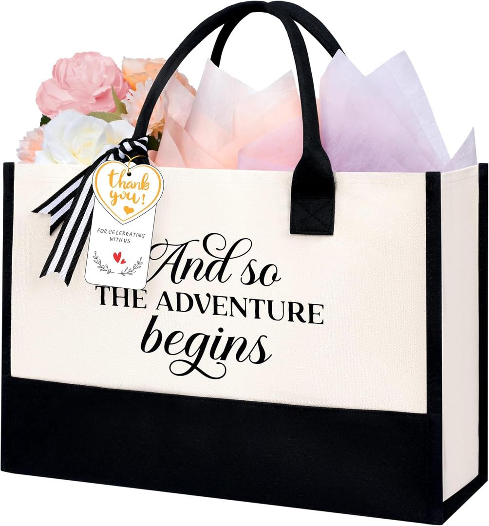 BAGAIL Initial Tote Bag, Personalized Birthday Gifts for Women, Teacher, Friends, Mom, Wedding, Monogrammed Beach Bag (1pcs-Ivory)