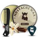 Striking Viking Mustache Wax & Comb Kit - 2 Oz, Medium/Strong Hold, Vanilla Scent, 1 Pocket Comb - Mustache Grooming Kit for Men - Moisturize, Tame & Style - Non-Greasy, with Beeswax (2 Ounce (Pack of 1))