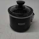 KOOC Small Slow Cooker, 0.65 Quart, Free Liners Included, Upgraded Ceramic Pot, Nutrient Loss Reduction, Sauces, Stews & Dips, Stainless Steel, Black, Round