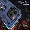 2 x IKAZZ for iPhone 15 Pro Max Case 6.7 Inch with Screen Protector,Military Grade Shockproof Heavy Duty Protective Phone Cover Pass 16ft Drop Test with Magnetic Kickstand Car Mount Holder,Blue