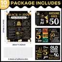 4 x 10pcs Black Gold 50th Birthday Decorations Happy 50 Years Old Posters for Men Women 1976 Birthday Poster Signs for Fifty Years Old Table Toppers Photo Props Supplies Wall Door Window Decor 11 x 14 in
