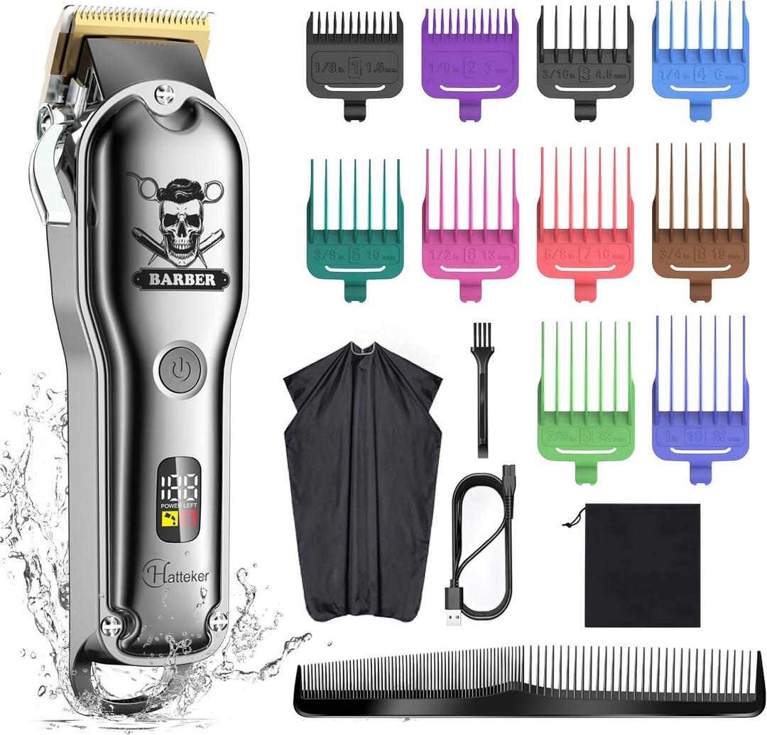 Hatteker Hair Cutting Kit Pro Hair Clippers for Men Professional Barber Clippers IPX7 Waterproof Cordless Beard / Hair Trimmer