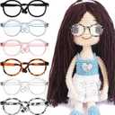DOITOOL Doll Glasses for 18 Inch Dolls, 6 Pcs Mini Eyeglasses Doll Dress up Glasses Round Frame with Clear Lenses Cosplay Party Accessories