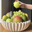 12" Extra Large Decorative Bowl Decorative Fruit Bowl for Kitchen Counter, Modern Handmade Bowls for Home Decor, Ruffle Decor, Stylish Key Bowl for Entryway Table, Beige Artificial Stone