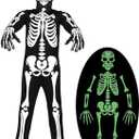 Koatobbor Boys Skeleton Costume Glow in the Dark Halloween Scary Costumes for Kids (8-10 Years)