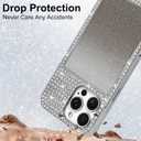 Compatible with iPhone 16 Pro Max Case, Glitter Diamond Crystal Rhinestone Cute Slim Electroplating Shiny Bling Sparkly Cover for Women Girls, Wireless Shockproof TPU Protective Phone Case, Silver