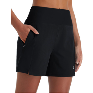 baleaf Women's 5" Swim Shorts High Waisted Quick Dry Swimming Bottom Boxer Liner Board Beach Shorts with Zipper Pockets M