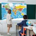 PARTH IMPEX Large World Map for Wall - 36" x 56" Huge Educational Learning Poster for Classroom, Washable Fabric Tapestry, Aesthetic School Supplies, Hanging Banner for Travel Room Decor