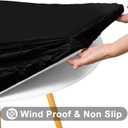Smiry Round Picnic Tablecloth, Wipeable Flannel Backed Vinyl Tablecloths for 25" - 30" Tables, Waterproof Elastic Fitted Table Covers for Camping, Indoor, Outdoor, Black