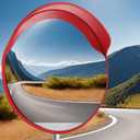 24 Inch Traffic Safety Mirror,Unbreakable PC Convex Mirrors,Garage Parking Mirrors Blind Spot Mirror with 170 Wide Angle View Sunshade for Street Garage