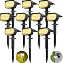 Solar Spot Lights Outdoor, [76 LED/10 Pack] Solar Lights Outdoor IP65 Waterproof, 3 Modes Solar Powered Landscape Spotlights for Garden Yard Outside Patio Pathway Pool(Warm White)