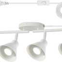 4 Light Plug in Track Lighting Kit, Modern Plug in Ceiling Light Fixture,14.7ft Cord, On/Off Switch, 4 Way Ceiling Spot Lighting, Flexibly Rotatable Light Head (Bulbs Not Included) (White)