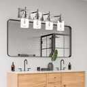 4 Light Bathroom Vanity Lights Brushed Nickel Bathroom Lighting Fixtures Over Mirror with Clear Glass, Industrial Wall Sconce Vanity Lighting Fixture for Bedroom Living Room, E26 Socket