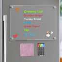 MaxGear 16"x12" Clear Acrylic Magnetic Whiteboard Fridge Dry Erase Board with 4 Markers and 1 Cloth, Reusable Kitchen Refrigerator Blank Memo Meal Planner to-Do List Grocery List Pad for Home Planner
