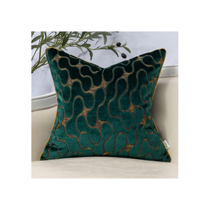 Yangest Green Square Throw Pillow Cover Wavy Velvet Cushion Cover Modern Zippered Pillowcase for Sofa Couch Bedroom Living Room Chair, 18 x 18 Inch