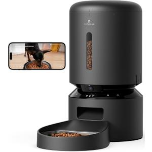 PETLIBRO Automatic Cat Feeder with Camera, 1080P HD Video with Night Vision, 5G WiFi Pet Feeder with 2-Way Audio, Low Food & Blockage Sensor, Motion & Sound Alerts for Cat & Dog Single Tray (Black)