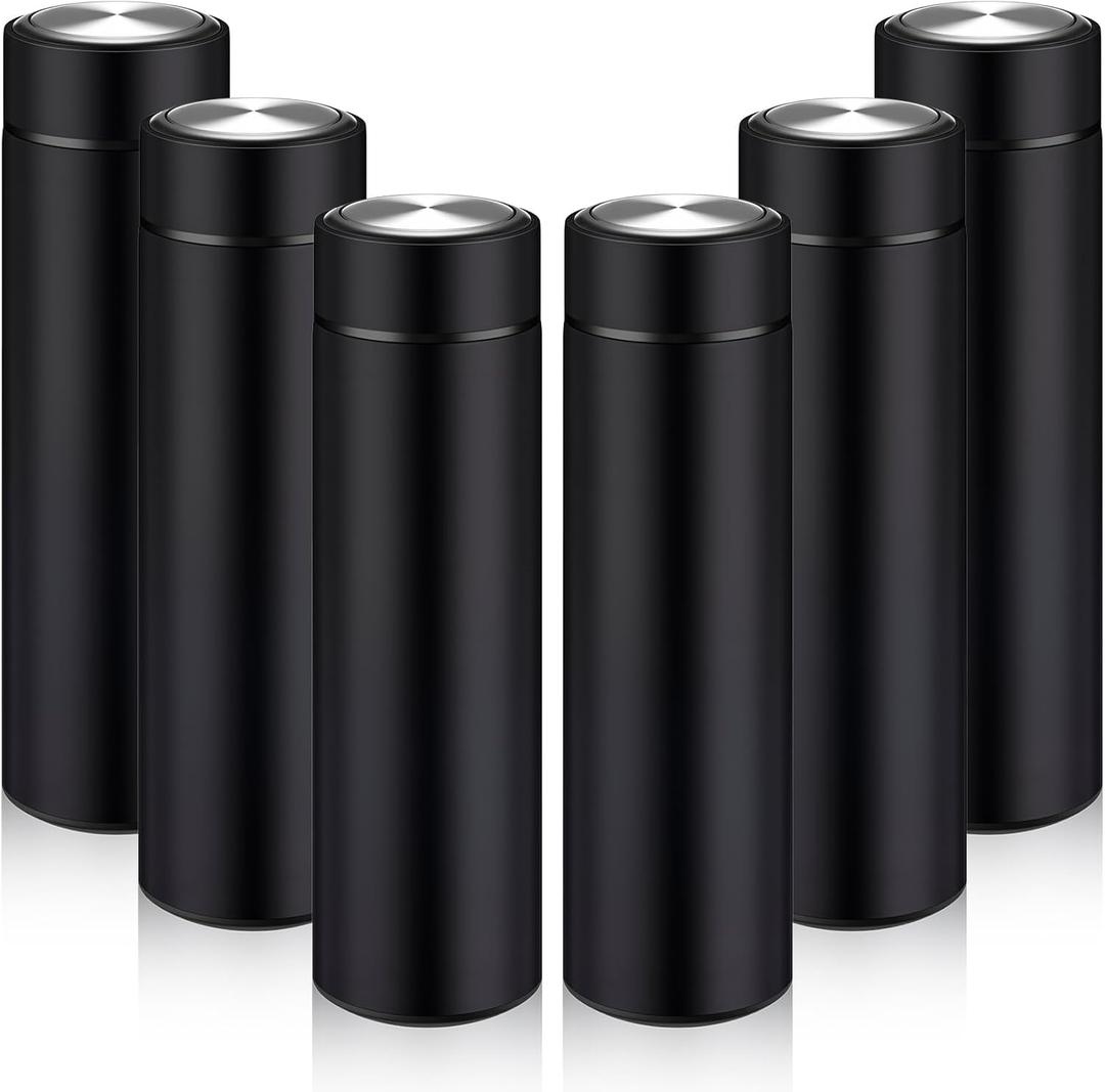Tioncy 6 Pcs Stainless Steel Water Bottle 16.9 oz Insulated Water Bottle Skinny cup Portable Slim Flask Travel Mug for Purse Lunch Bag Coffee Tea Drink Office Sports Indoors & Outdoors (Black)