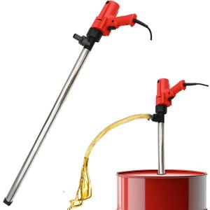 1980W Electric Fuel Transfer Barrel Pump, 110V 11000RPM,for 55Gallon Electric Transfer Pumps with 36in Stainless Steel Tube and 6.6ft Steel Wire Hose, for Diesel,Kerosene,White oiletc