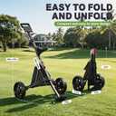 2-Wheel Golf Pull Cart, Adjustable Handle Height Push Bag Cart, Scoreboard