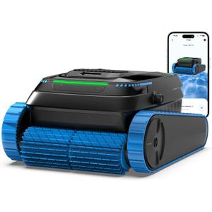 Cordless Robotic Pool Cleaner, 5,000 GPH with 150μm Filter, Floor/Wall/Waterline Cleaning, Smart Zigzag Navigation, 5,200mAh Battery, App-Controlled Presets for Inground & Above Ground Pools